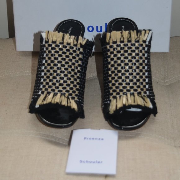 Proenza Schouler Woven Fringe Mirror Heel Mules - Picture 2 of 7